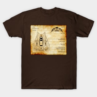 Snow Planet Fighter Parchment Blueprint T-Shirt